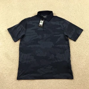 Under Armour Golf Polo Shirt Mens Large Camo Jacquard Navy Blue - Picture 1 of 8