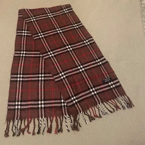 Burberry Vintage Scarf Brown Nova Check Tassels 90’s 100% Lambs Wool 139/30cm - Picture 1 of 13