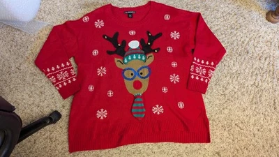 UNITED STATES OF SWEATERS Red Reindeer Ugly Christmas Sweater Acrylic Size 3X - Image 1 of 3