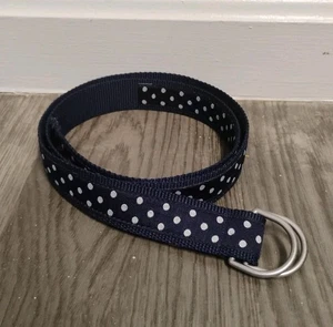 L.L. Cintura in tela Bean D-ring blu a pois fibbia argento taglia M/L - Foto 1 di 4