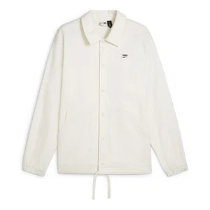 PUMA Downtown Button Up Jacket Mens Off White Casual Athletic Outerwear 62369566 - Picture 1 of 2