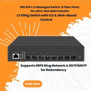 8 X10G SFP+ Ports L3 Managed Network Switch SFP+ Fiber Ports VLAN, QoS ACL SSL - Picture 1 of 5