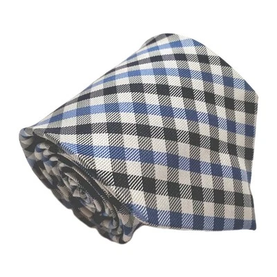 Merona Necktie Blue & Silver Plaid Pattern Men's Silk Neck Tie 58x3.25" - Изображение 1 из 4