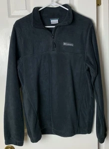 Columbia Jacket Mens Small Black 1/4 Zip Fleece Sweater Lightweight Pullover - Picture 1 of 9