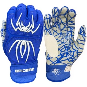 Spiderz 2025 Hybrid Adult Baseball/Softball Batting Gloves - Royal/White - Small - Picture 1 of 1