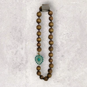Collar Cabujón Turquesa Cuentas Madera Charlize Stella & Dot 11" Boho Chic Grueso - Imagen 1 de 17