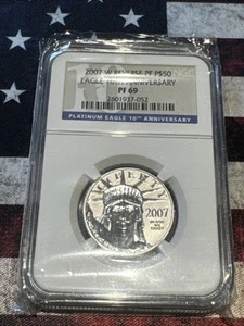 2007 W $50 Platinum 1/2 Ounce Eagle Statue of Liberty NGC PF69 Reverse Proof - Picture 1 of 4