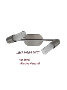 Philips LED Deckenleuchte Silber Glas 2x 4W LED 270lm Warmweiß Schwenkbar 37cm - Bild 1 von 2