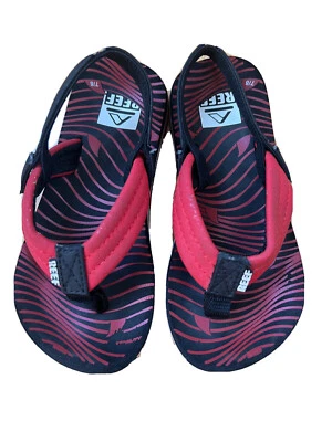 Boys REEF  Lightweight Sandal Sandals Flip Flops Black Red  Shoes sz 7 8 - Image 1 of 4