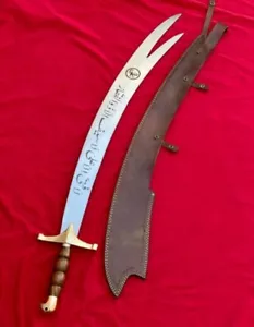 36 Custom Made Zulfiqar Sword - High Quality Stainless Steel W/ Leather Sheath" - Picture 1 of 9
