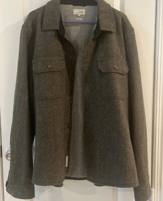 Jack Spade XL 100% Wool Fully Lined Herringbone Print Shacket Jacket Elbow Patch - Image 1 of 4