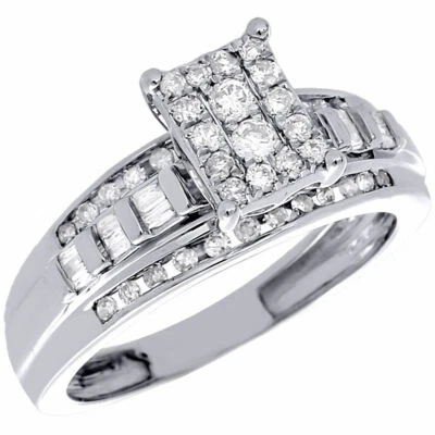 10K White Gold Round Cut Genuine Diamond Ladies Wedding Engagement Ring 0.53 Ct. - Image 1 of 4