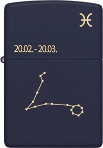 Zippo Navy Blu Opaco Laser Pesci 60006943 Segno Zodiaco Pesce Accendino Nuovo - Imagen 1 de 2