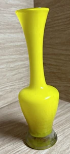 Hand Blown Bud Vase bright Yellow Vintage Design Art Glass Original 8" - Picture 1 of 9