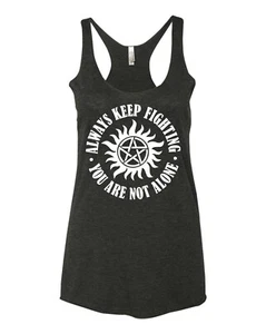 Canotta donna Supernatural Keep Fighting Winchester TV nuova - Foto 1 di 2