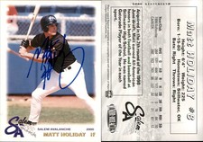 Matt Holliday Signed 2000 Grandstand Salem Avalanche #NNO RC Card Auto AU