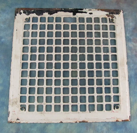 Vintage Metal Floor Wall Grate Vent Heat Register Cold Air Return 14" x 14" Cover