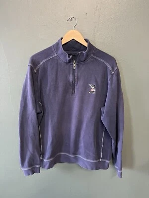 Tommy Bahama Mickey Mouse Sweater Men L 1/4 Zip Disney Blue Sweatshirt - Image 1 of 3