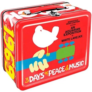 Porta pranzo in metallo vintage riproduzione manifesto WOODSTOCK Lunch Box - Imagen 1 de 1