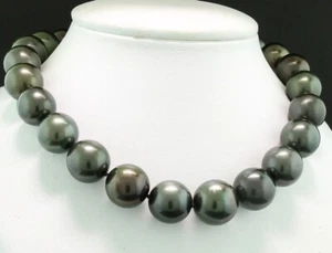 Anthrazitgraue *TRAUM* Tahitiperlenkette 14-16 mm 585 Gold Wert 42.000 Euro - Picture 1 of 8
