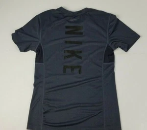 Men's Nike Running Dri-Fit Gray Short Sleeve Shirt-Swoosh-Nike Spell-Out Size S - Picture 1 of 7