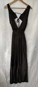 Women's Black Satin Long Sleeveless Dress Size S - Picture 1 of 12