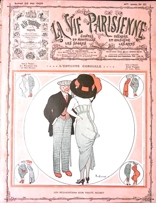 La Vie Parisienne Magazine  22 Mai 1909 Fabiano Plaid Suited Man Courts Flapper - Image 1 of 4