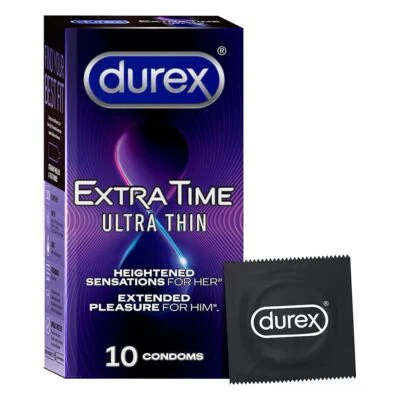 Durex Extra Time Ultra Thin Condom 10 Count | free shipping - Image 1 of 4