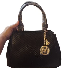 Neu mit Etikett MKF Collection by Mia K. Damen-Schultertasche schwarz mit Goldakzenten  - Bild 1 von 5