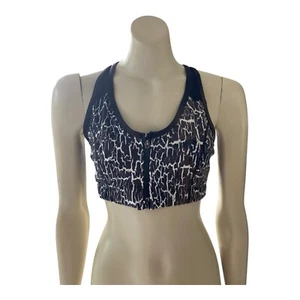 ROCKWEAR Sz 14 Sports Bra Zip Front Active Crop Top Non-Padded Racer Back Black - Picture 1 of 8