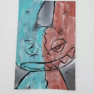 Graffiti Katze Figur Original Acryl Gemälde auf Papier von Rusty Cat Art NYC - Bild 1 von 3