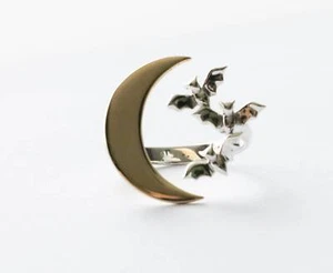 925 Sterling Silver Bat Cluster and Bronze Moon Adjustable Ring - Picture 1 of 3