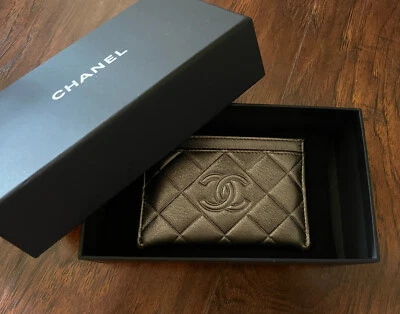 Gunmetal Gray CHANEL Card Holder Wallet EUC w/Accessories - Image 1 of 4