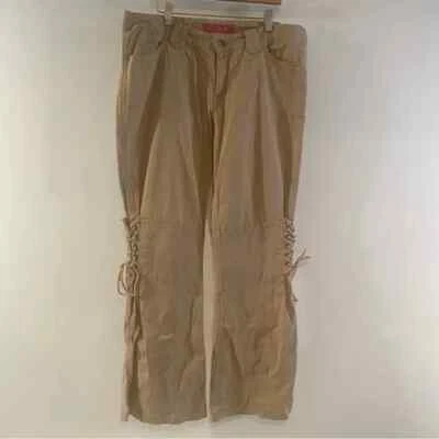 Pantalones cargo Thalia Sodi laterales con cordones pierna ancha algodón tostado talla 13/14 Foto 1 de 4