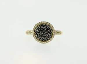 EFFY 14k Yellow Gold Black & White .51cttw Pave Diamond Ring Size 8.5 - Picture 1 of 8