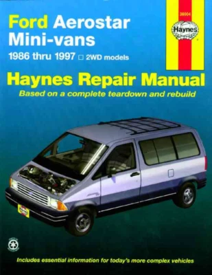 Manual Ford Aerostar Mini Vans 1986-1997 2WD Haynes Taller Servicio Reparación - Imagen 1 de 4