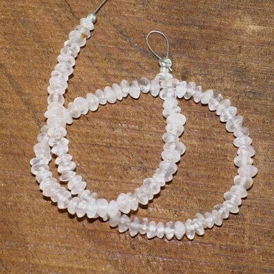 Rose Quartz Faceted Rondelle 8 inch Beads Briolette Natural Loose Gemstone  - Image 1 of 2