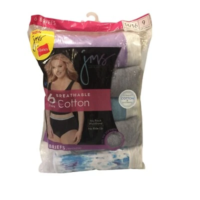 JMS от Hanes дышащий хлопок женщины размер 9 платье 14/16 трусы комплект из 6 - Изображение 1 из 4