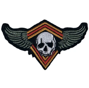 Skull & Wings Applique Patch - Human Skeleton Badge 3-1/8" (Clearance, Iron on) - Picture 1 of 1