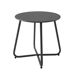 Patio Small Side Table Waterproof Round Metal Steel Weather Resistant Portabl... - Picture 1 of 7