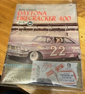 Daytona Firecracker 400 NASCAR Souvenir Program 7/4/1964-With Ticket Stub!! - Picture 1 of 3