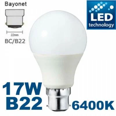 2pc 18W GLS LED Light Bulb Cool White B22 Bayonet Equivalent 145w Very Bright 60 - Image 1 of 4