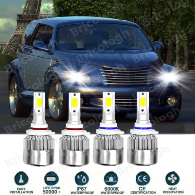 6000K White For Chrysler PT Cruiser 2001 2002 2003 2004 2005 LED Headlight Bulbs - Image 1 of 4