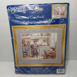 Vtg Candamar "Homemade Soup" Embellished Cross Stitch Kit #51087 Simpson OPEN  - Bild 1 von 3