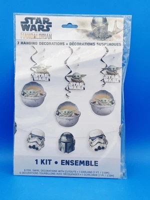 KIT DE DECORACIÓN COLGANTE DE 7 PIEZAS STAR WARS MANDALORIAN ¡Fiesta de cumpleaños! Foto 1 de 4