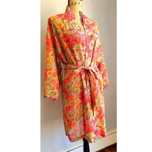 Josie Natori Floral Pink Kimono Belted Robe, Sz S, New - Picture 1 of 10