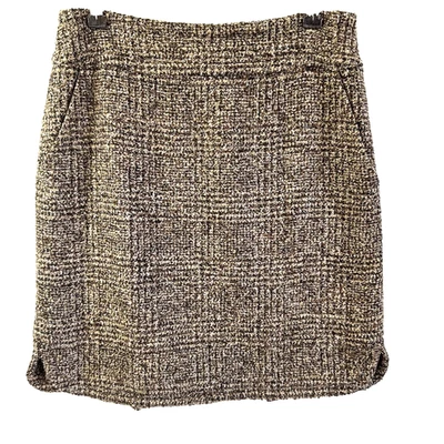 Falda lápiz forrada hasta la rodilla con textura de tweed a cuadros marrón Etcetera talla 4 Foto 1 de 4