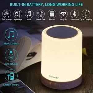 Homecube Bedside Lamp with Bluetooth Speaker, Smart Portable Touch Lamp Mood Nig - Picture 1 of 22