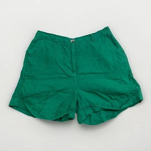 Pantalones cortos Monoprix Premium para mujer verde 100 % lino talla pequeña - Imagen 1 de 6