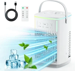 Portable Mini Air Conditioner With 3 Speed Remote Mist For Rooms, Office Space - Picture 1 of 6
